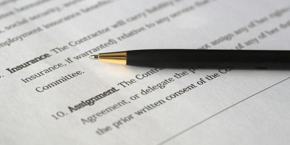 Closeup of a contract and pen