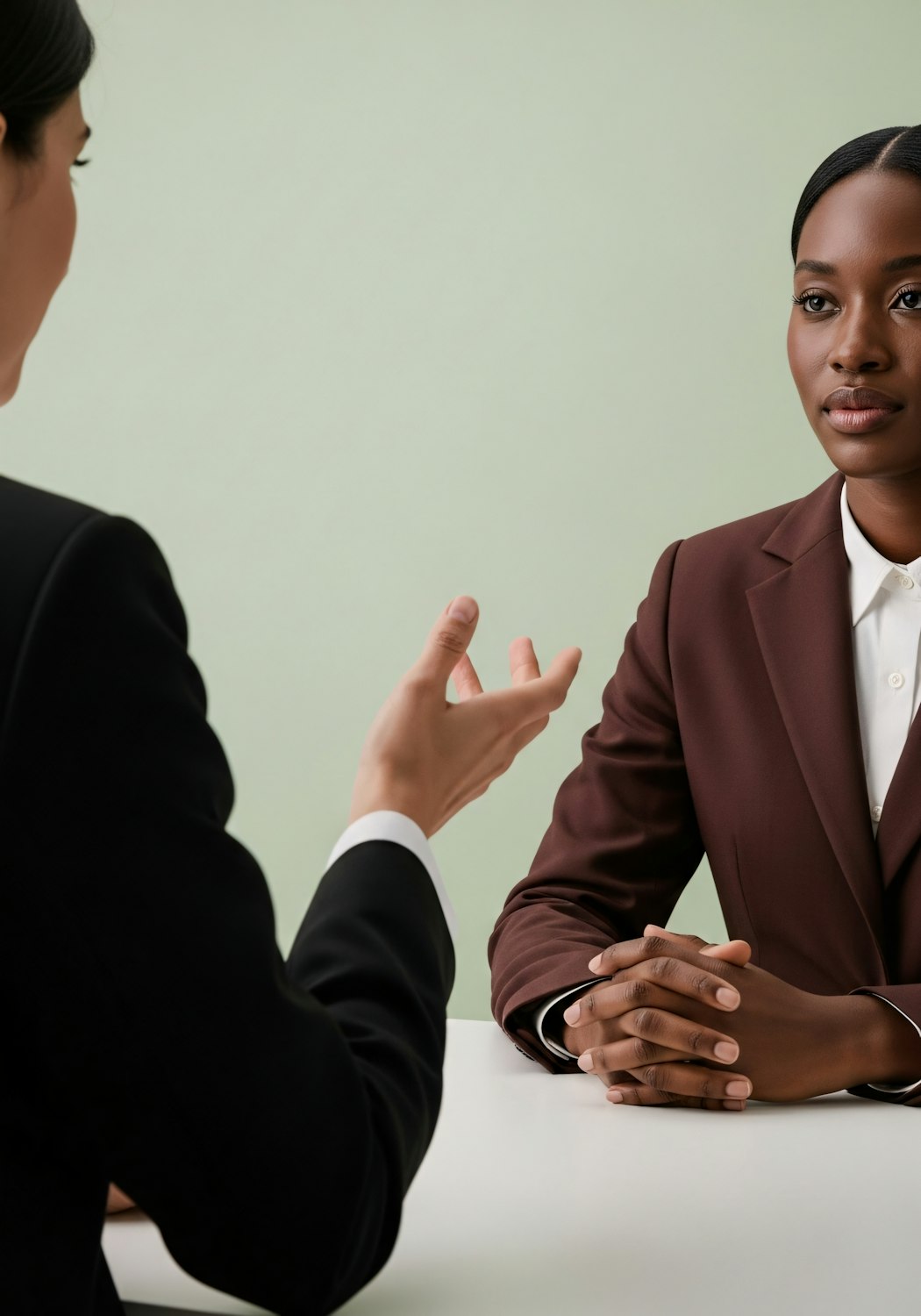 A professional engaging in a discussion, representing the process of negotiating pay and benefits for remote customer service positions.