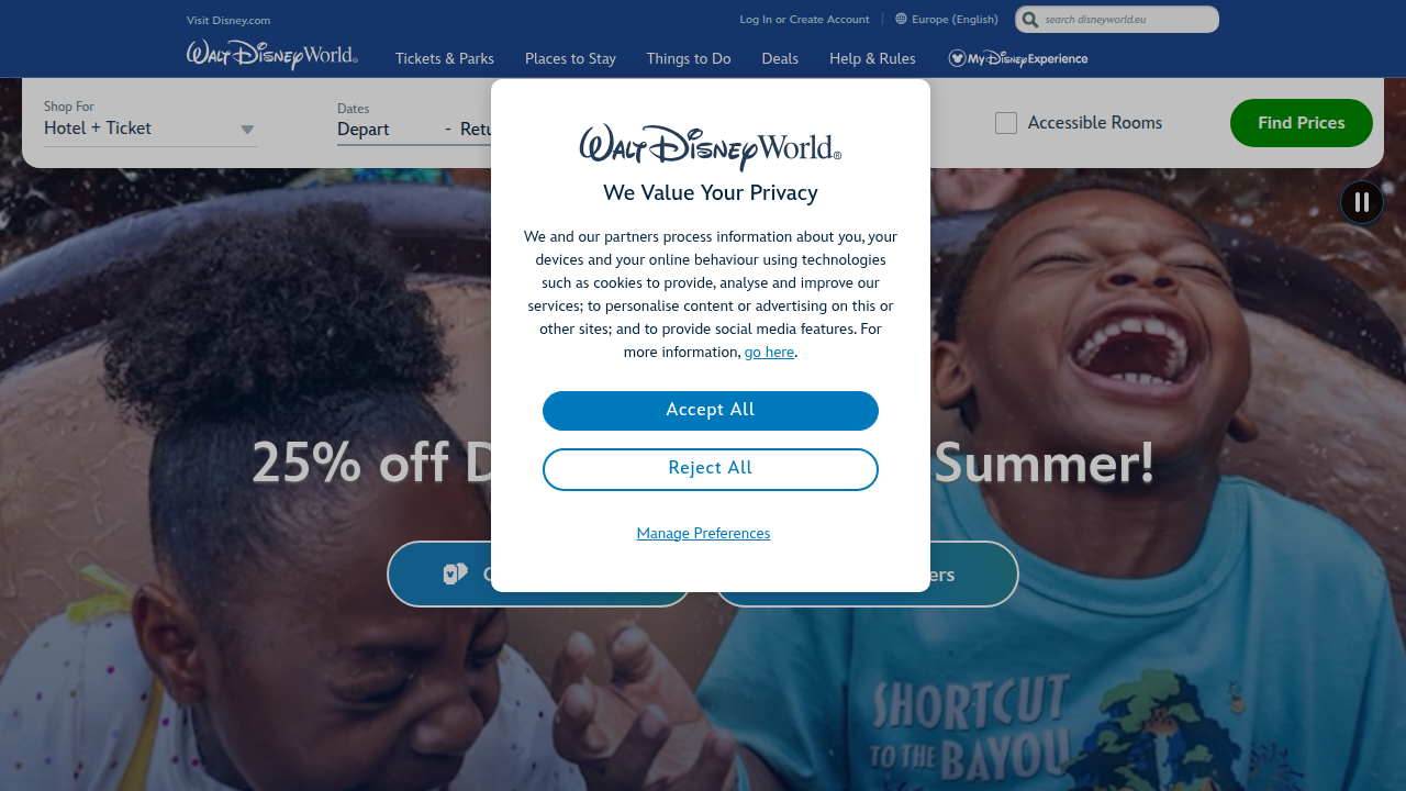 The main portal to planning a magical vacation, where guests can begin their journey with official information and resources.
