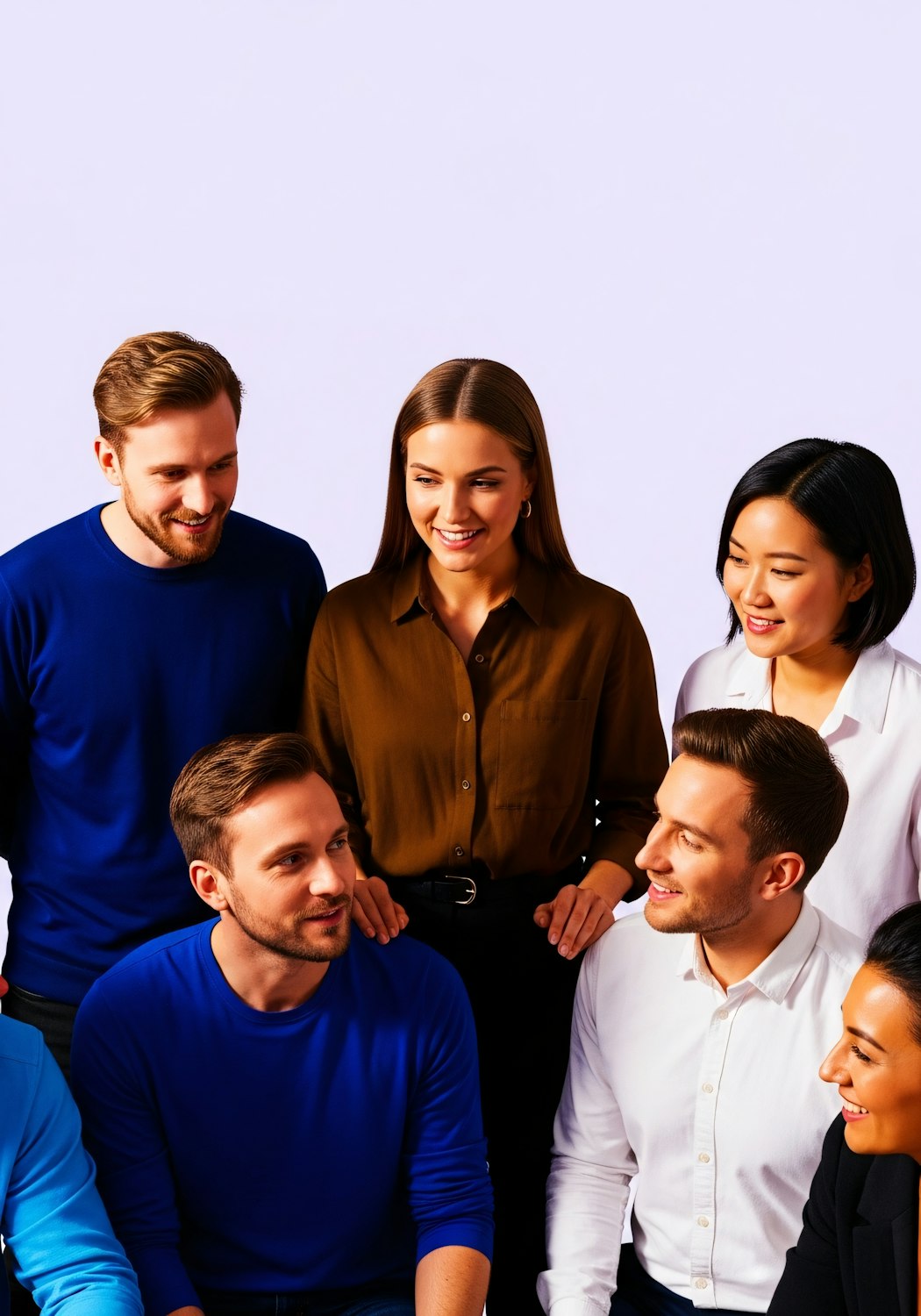 A diverse group of determined professionals working together, symbolizing the FBI's need for smart, resilient individuals from various backgrounds.