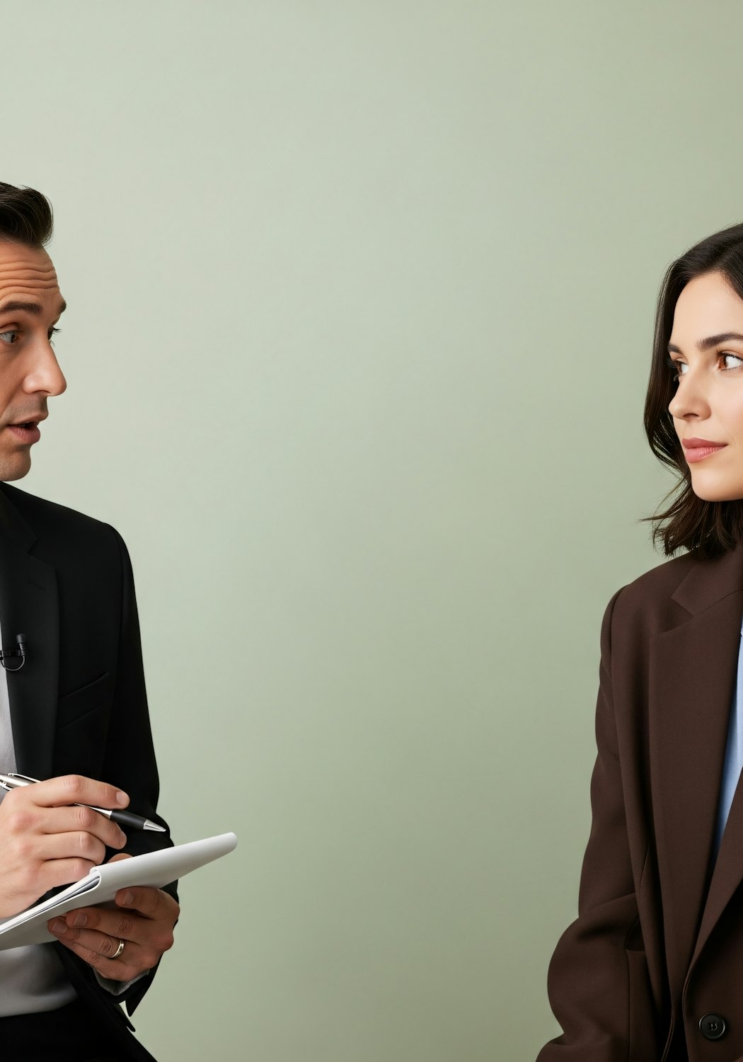 An FBI agent in a professional setting, engaging in an interview with a witness, showcasing the investigative aspect of the role.