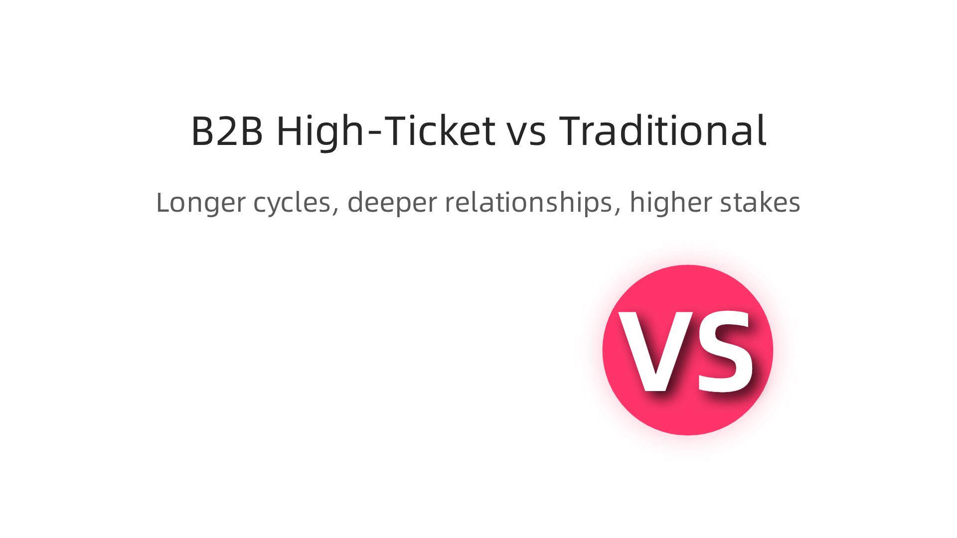 High-ticket B2B sales involve longer cycles, deeper relationships, and higher stakes compared to traditional, high-volume sales.