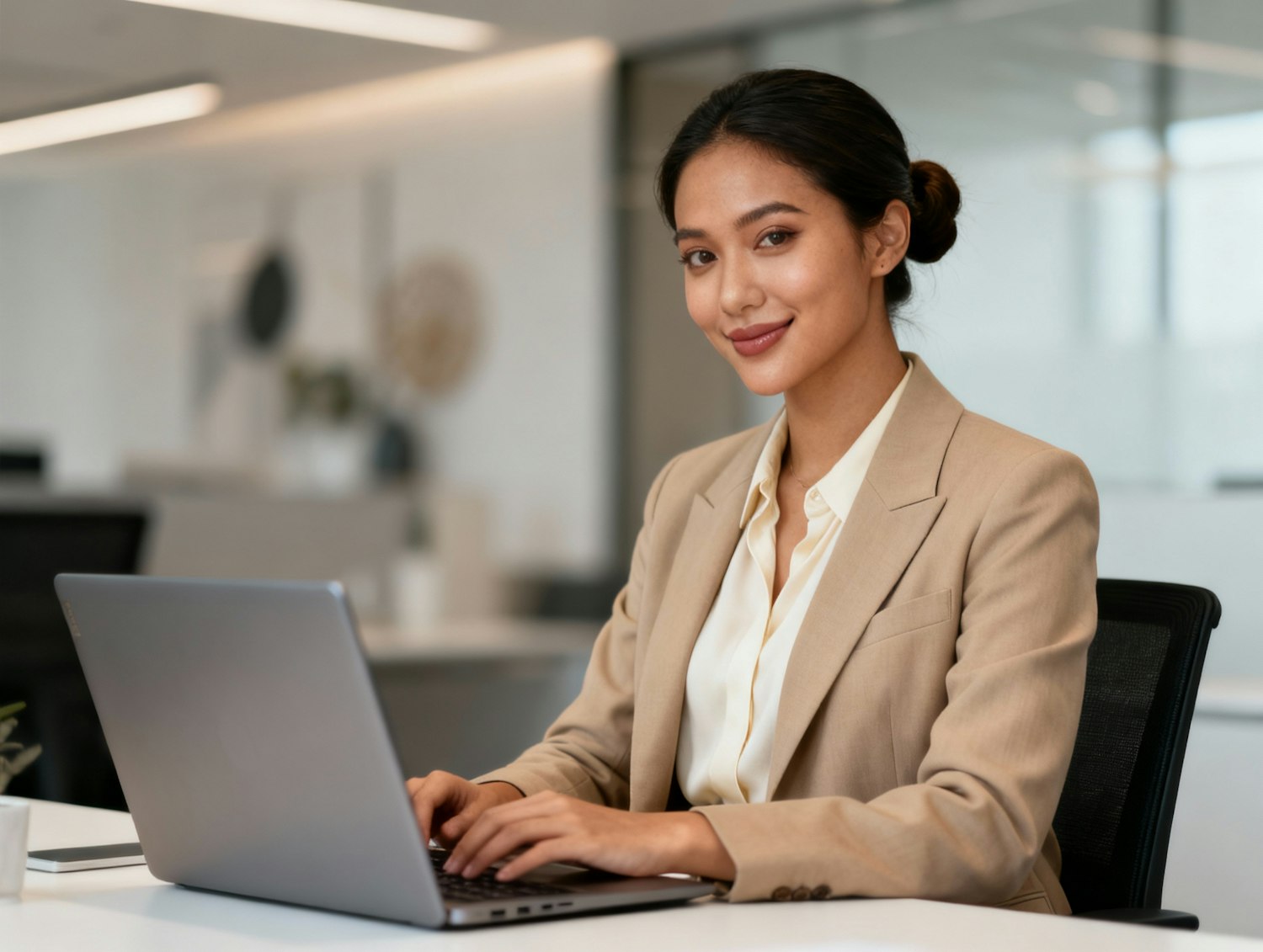 A focused sales professional confidently working from a well-lit home office, illustrating the growing acceptance and effectiveness of remote sales roles.